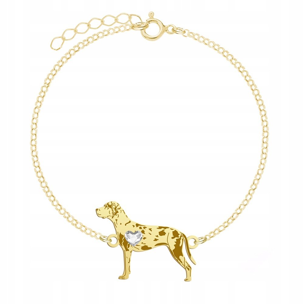 Bransoletka Złota z psem Louisiana Catahoula 925 Łańcuszek GRAWER GRATIS