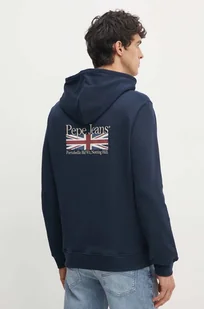 Pepe Jeans bluza bawełniana SEDRIC P męska kolor granatowy z kapturem z nadrukiem PM582710 - Bluzy męskie - miniaturka - grafika 1