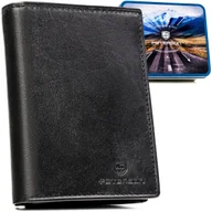 Portfele - Duży portfel męski skórzany czarny PETERSON pionowy bez zapięcia rozbudowany na karty rfid stop - miniaturka - grafika 1