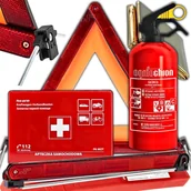 Akcesoria motoryzacyjne - Apteczka Gaśnica ogniochron Trójkąt Koc Zestaw pomoc Do Samochododu Auta - miniaturka - grafika 1