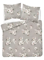 Pościel - Pościel satynowa 160x200 beżowa cappuccino biała pudrowa kwiaty Home Satin - miniaturka - grafika 1