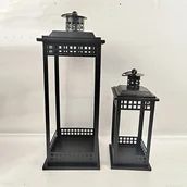 Inne - TEMU 2 szt. Elegancki czarny metalowy zestaw świec z kulką szklaną - odporny na wiatr na zewnątrz, idealny na wesela, dekoracje kościelne, Boże - miniaturka - grafika 1