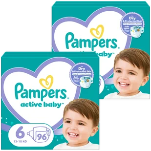 Zestaw Pampers Active Baby, pieluchy, rozmiar 6, 13-18 kg, 2 x 96 sztuk - Pieluchy - miniaturka - grafika 1