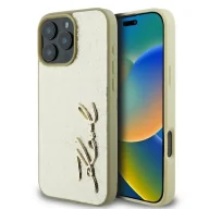 Etui i futerały do telefonów - Etui Karl Lagerfeld Metal Signature na iPhone 16 Pro - złote - miniaturka - grafika 1