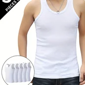 Inne - TEMU 5-częściowy zestaw męskich kamizelk z okrągłym dekoltem, przeszkody do fitnessu, sporty na co dzień, oddychająca bluzka, bez rękawów, wygodne - miniaturka - grafika 1