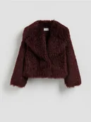 Kurtki damskie - Reserved - Kurtka z imitacji futra - burgundowy - miniaturka - grafika 1