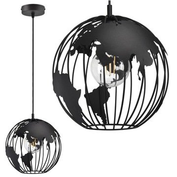 Lampa Wisząca Żyrandol Globus Czarna Biała Szara