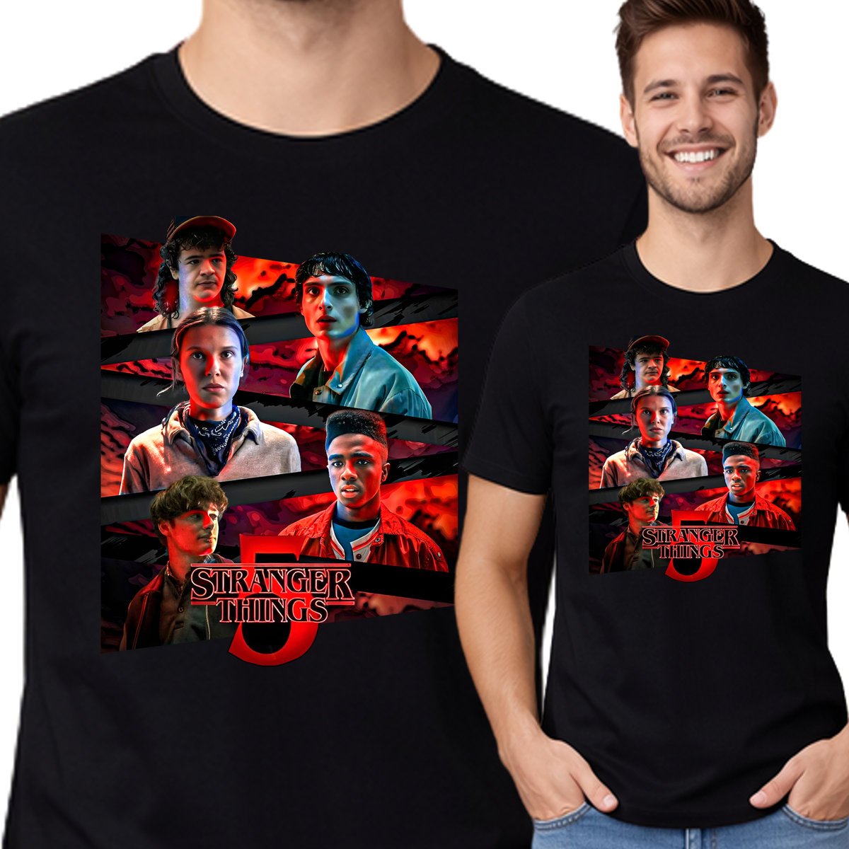 KOSZULKA MĘSKA STRANGER THINGS DLA FANA PREMIUM JAKOŚĆ S P385 CZARNA