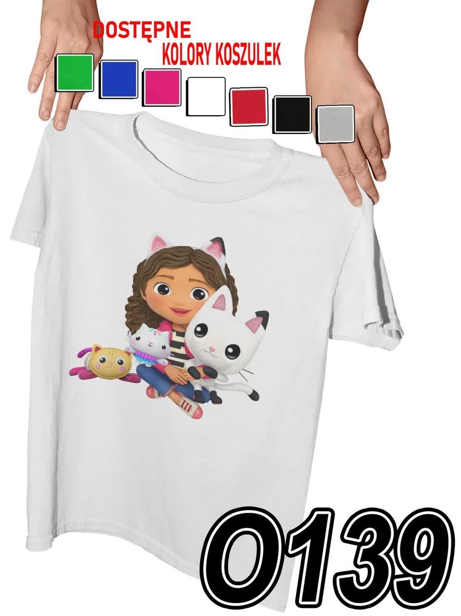 Koszulka Dziecięca Z Nadrukiem Koci Domek Gabi Bajki - L 146-152