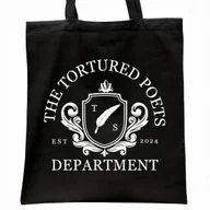 Torby i wózki na zakupy - Torba bawełniana czarna na zakupy Taylor Swift The Tortured Poets - miniaturka - grafika 1