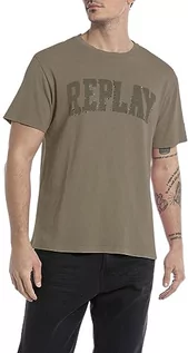 Koszulki męskie - Replay koszulka męska regular fit, 836 Stone Green, XXL - grafika 1