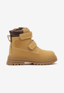 Brązowe Płaskie Ocieplane Botki w Stylu Traperków Ozdobione Aplikacją Niavelle - Botki damskie - miniaturka - grafika 1