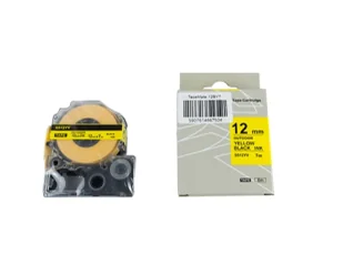 Taśma do etykieciarki z żółtymi etykietami samoprzylepnymi TapeMate-12BY7 - Etykiety do drukarek - miniaturka - grafika 1