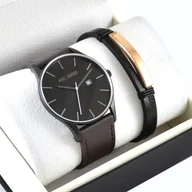 Zegarki męskie - Zestaw męski zegarek Paul Lorens - LONGIO-7028A2-1B2 + bransoletka Pacific - miniaturka - grafika 1