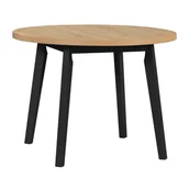 Stoły - Elegancki stół Oslo 3 z okrągłym blatem Dąb Artisan – czarne nogi, nowoczesny design - miniaturka - grafika 1