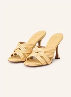 Klapki i japonki damskie - Aquazzura Klapki Typu Mules Oahu beige - AQUAZZURA - grafika 1