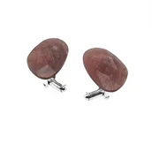 Spinki do mankietów i krawatów - Srebrne spinki do mankietów Szafir bordowy (S998) Srebro [925] - miniaturka - grafika 1