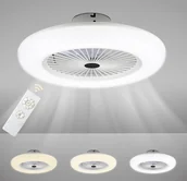 Wentylatory sufitowe - Jopassy Wentylator sufitowy 80w Led z oświetleniem Wentylator LED Lampa z pilotem Nowoczesny - miniaturka - grafika 1