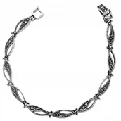 Bransoletki - Srebrna bransoletka 925 ażurowe migdały markazyty - miniaturka - grafika 1