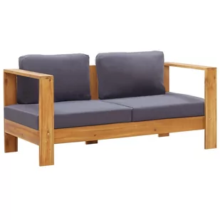 vidaXL Ławka/sofa ogrodowa z poduszkami, 140 cm, drewno akacji, szara - Ławki ogrodowe - miniaturka - grafika 1