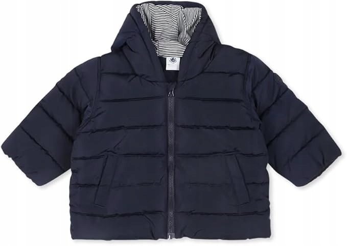 PETIT BATEAU GRANATOWA ZIMOWA PARKA DZIECIĘCA Z KAPTUREM 95CM 16EA