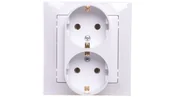 Gniazdka elektryczne - Gniazdo podwójne Ospel Impresja GP-2YS/00 zintegrowane z ramką z uziemieniem schuko białe - miniaturka - grafika 1