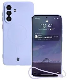 Bizon Silikonowe etui z pierścieniem magnetycznym Case Silicone Magnetic Sq do Galaxy A56 5G, jasnofioletowe - Etui i futerały do telefonów - miniaturka - grafika 1