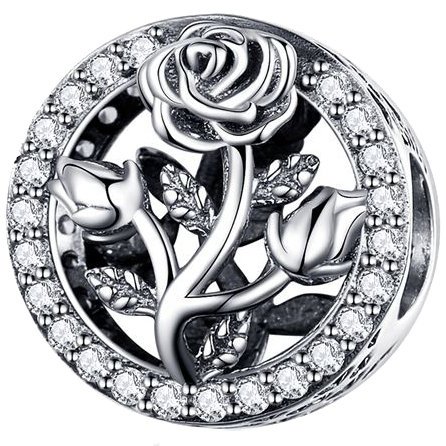 CHARMS KWIAT RÓŻA srebro 925 koralik zawieszka Natura