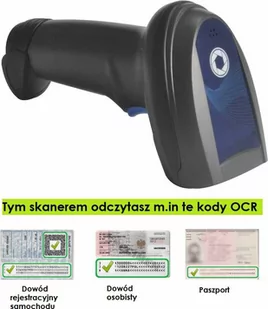 Przewodowy czytnik kodów OCR MRZ dowód osobisty paszport dowód rejestracyjny auta wiza 1D 2D QR Aztec MaxiCode - Czytniki kodów kreskowych - miniaturka - grafika 1