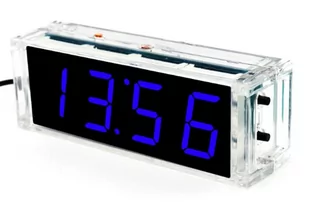 Zegar Biurkowy Led Z Termometrem 5V Diy Niebieski - Zabawki interaktywne dla dzieci - miniaturka - grafika 1