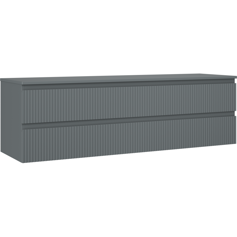 Mexen Rivel szafka łazienkowa podumywalkowa 160 cm z blatem, 2 szuflady, ryflowana , grafit mat - 91A20-16047-2-BFFC66