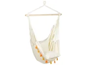 Fotele i krzesła ogrodowe - Fotel wiszący krzesło brazylijskie bawełniane beżowe VARENA - miniaturka - grafika 1