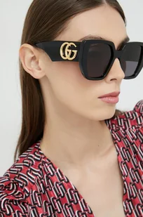 Gucci okulary przeciwsłoneczne damskie kolor czarny - Okulary przeciwsłoneczne - miniaturka - grafika 1