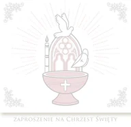 Pamiątka Chrztu Świętego - POL Zaproszenie na Chrzest Święty biało-różowe 1 szt ZAP-40765 - miniaturka - grafika 1