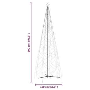 vidaXL Choinka stożkowa, 1400 ciepłych białych LED, 160x500 cm - Choinki - miniaturka - grafika 10