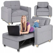 Fotele - Fotel Rozkładany Amerykanka Sofa Kanapa Do Spania Wypoczynkowy Szary Solor - miniaturka - grafika 1