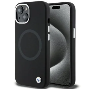 Etui BMW Signature Liquid Silicone MagSafe na iPhone 15 - czarne - Etui i futerały do telefonów - miniaturka - grafika 1