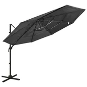 Parasole ogrodowe - vidaXL 4-poziomowy parasol na aluminiowym słupku, antracytowy, 3x3 m 313830 - miniaturka - grafika 1