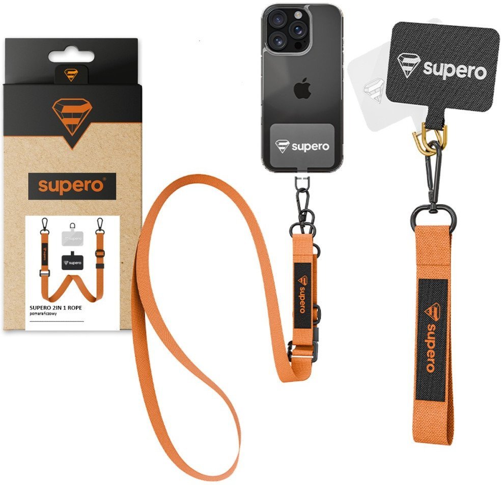 Smycz do telefonu Supero 2IN1 Rope, pomarańczowa