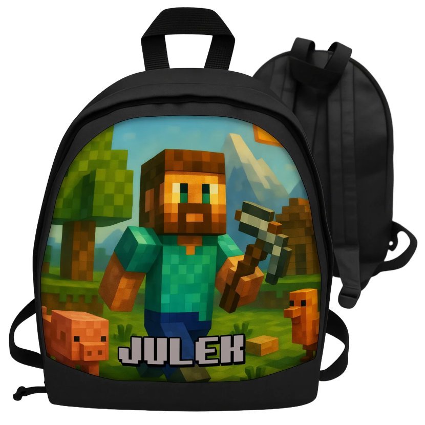 Plecak dla dzieci PIXEL Świat Craft z imieniem - prezent z nadrukiem