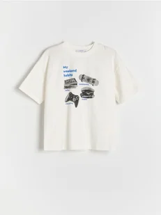 Reserved - Bawełniany t-shirt z nadrukiem - złamana biel - Koszulki dla chłopców - miniaturka - grafika 1