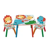 Stoliki dla dzieci - ARDITEX FP10298 Zestaw stołowy (50x50x44cm) i 2 krzesła (26,5 x 26,5 x 50cm) z drewna Mattel-Fisher-Price - miniaturka - grafika 1