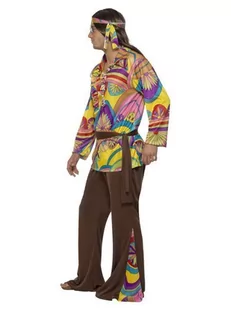 Smiffys smiffys, męski kostium Hippie, spodni, koszula, opaska na czoło i paski, rozmiar: L,,,,, 32032, l, Multicolored 32032L - Stroje karnawałowe - miniaturka - grafika 1