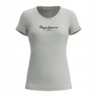 Koszulki i topy damskie - PEPE JEANS KOSZULKA DAMSKA T-SHIRT SZARA r. S - miniaturka - grafika 1