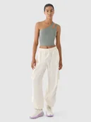 Spodnie damskie - 4F Spodnie oversize cargo damskie 4F x Anna Lewandowska - białe M - miniaturka - grafika 1