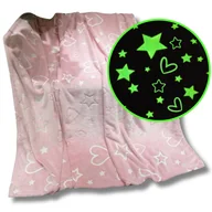 Koce i narzuty dla dzieci - Koc świecący w ciemności FLUO 150x200 Serduszka i gwiazdy - miniaturka - grafika 1