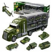 Samochody i pojazdy dla dzieci - Transporter Wojskowy Zestaw Militarny Z Wyrzutnią Dla Dzieci Czołg Auta - miniaturka - grafika 1