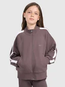 Bluzy dla dziewczynek - 4F Bluza dresowa rozpinana bez kaptura dziewczęca - brązowa 122 (6-7 lat) - miniaturka - grafika 1