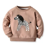 Bluzki dla niemowląt - Slowmoose Bluzy z kapturem, Bluza zebra wzór niemowląt -maluch Long Sleeve Undershirt Khaki 100 - miniaturka - grafika 1