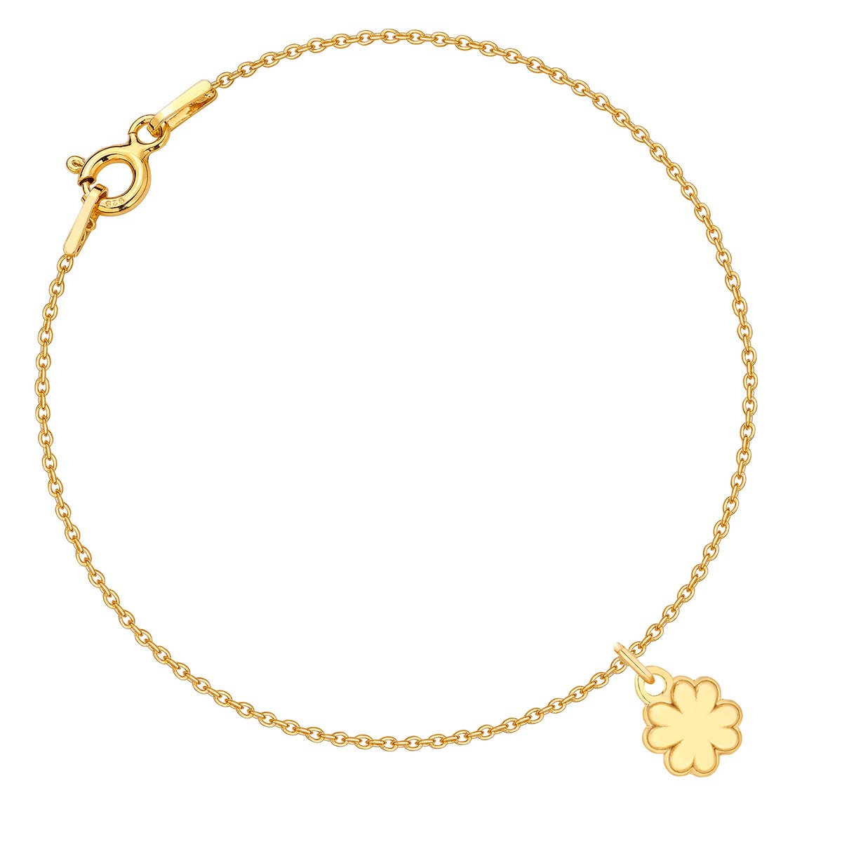 Złota bransoletka koniczynka czterolistna